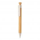 Bamboe pen met tarwestro clip, wit