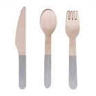 SENZA Wooden Cutlery Silver Set of 12 pcs - 1