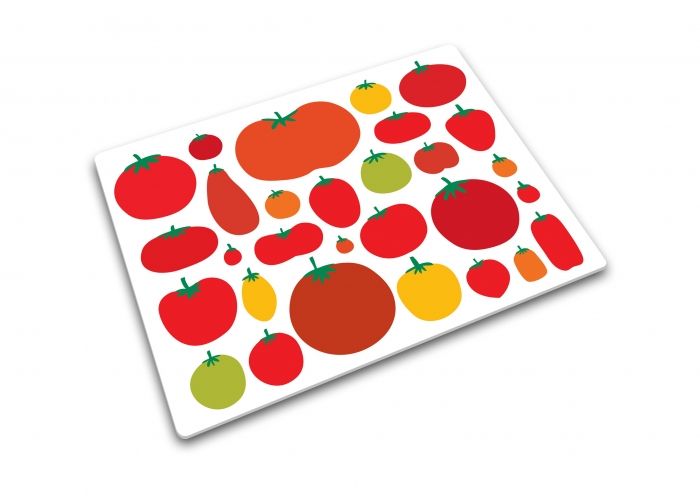 Glazen werkbladbeschermer/pannenonderzetter rechthoekig Diverse tomaten Print - 1