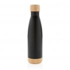 Vacuüm roestvrijstalen fles met bamboe deksel en bodem, zwar - 2