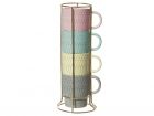 Cappuccino set Gem ceramic, 4 coloured mugs - 1