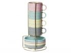 Espresso set Gem ceramic, 4 coloured mugs
