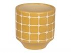 Plant pot Tiles ochre yellow carved ceramic small
