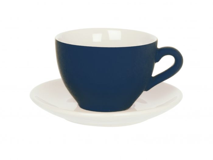 Coffee cup Silk night blue w. white saucer - 1