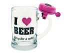 Beer glass I Love Beer w. pink bell