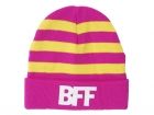 Beanie hat BFF pink w.yellow stripes, BOX32