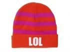 Beanie hat LOL orange w.pink stripes, BOX32