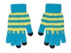 iTouch gloves LOL aqua blue w. yellow stripes