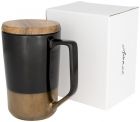 Tahoe 470 ml keramische thee of koffiemok met houten deksel - 1