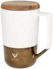 Tahoe 470 ml keramische thee of koffiemok met houten deksel - 4