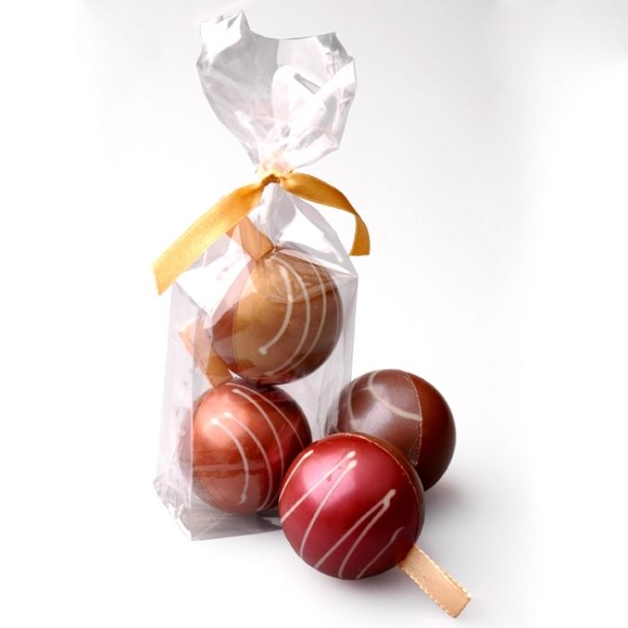 Zakje met 2 chocolade kerstballen - 1