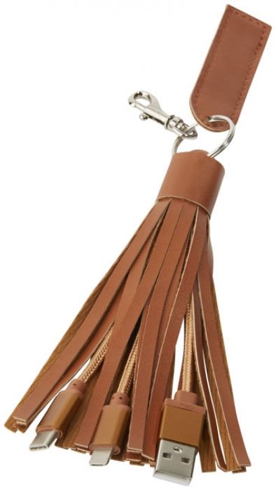 Tassel 3-in-1 stoffen oplaadkabel met sleutelhanger - 1