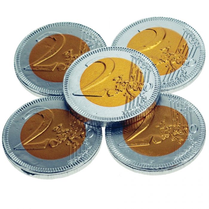Chocolade munt 2 Euro 3,8 cm - 1