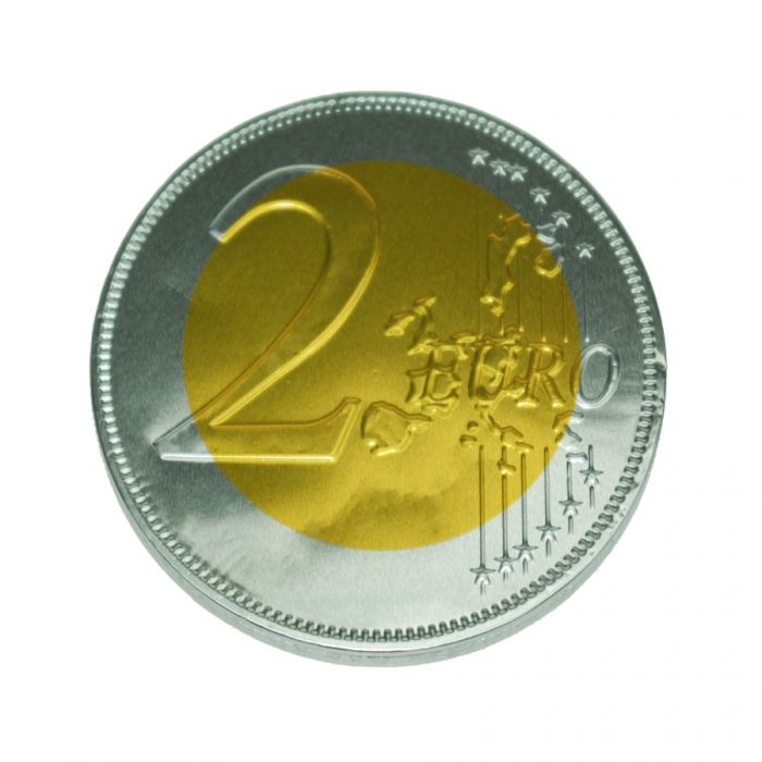 Chocolade munt 2 Euro 7,5 cm - 1