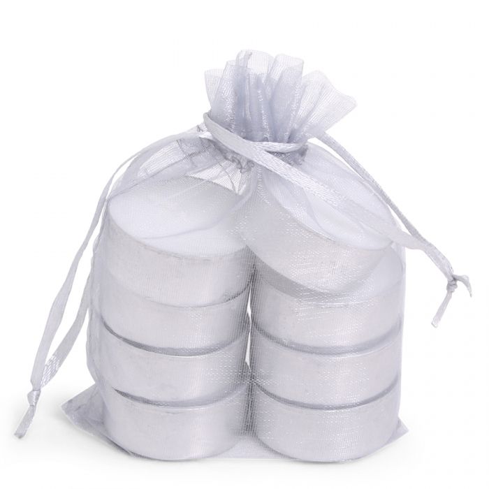 SENZA Organza Tealight Bag /8 Silver - 1