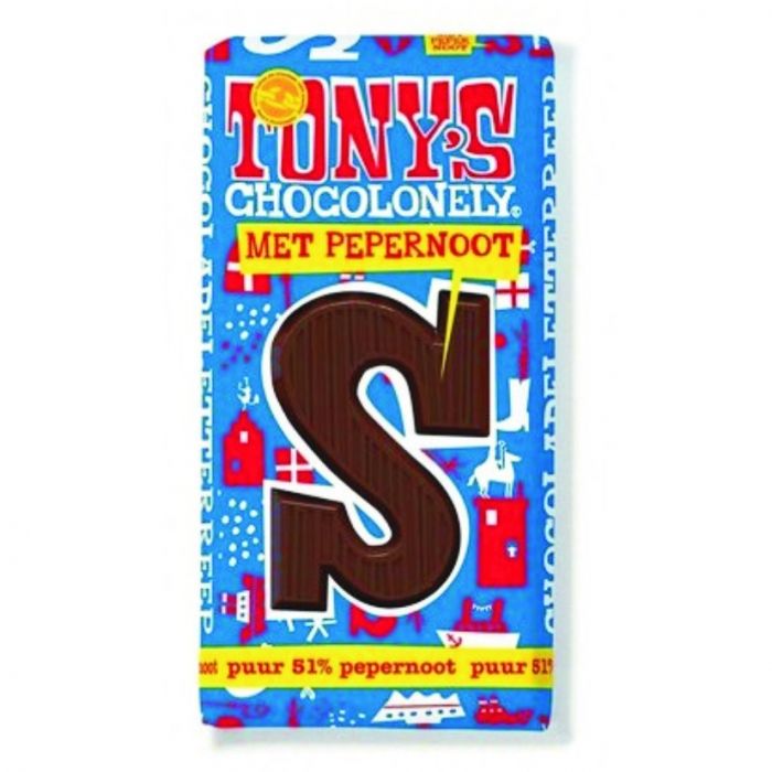 Tony's Chocolonely Puur Pepernoot chocoladeletter, 180 gram - 1