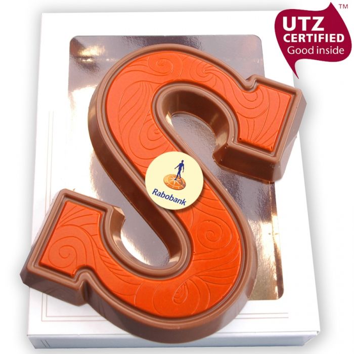 Chocoladeletter S ingekleurd met logo - 1