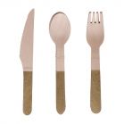 SENZA Wooden Cutlery Gold Set of 12 pcs