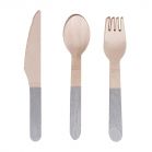 SENZA Wooden Cutlery Silver Set of 12 pcs