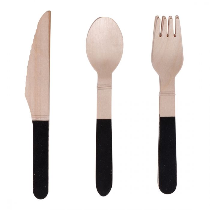 SENZA Wooden Cutlery Black Set of 12 pcs - 1