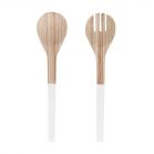 SENZA Bamboe Saladeschaal + Bestek Wit - 2