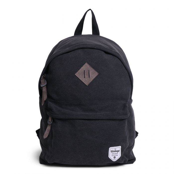 Vintage Canvas Backpack Black - 1