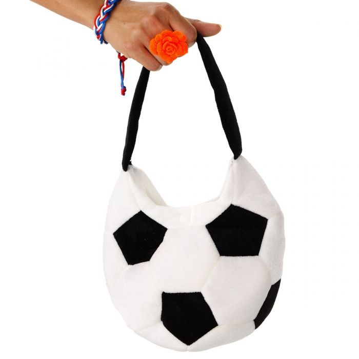 Handtas Voetbal Pluche Zwart/Wit - 1