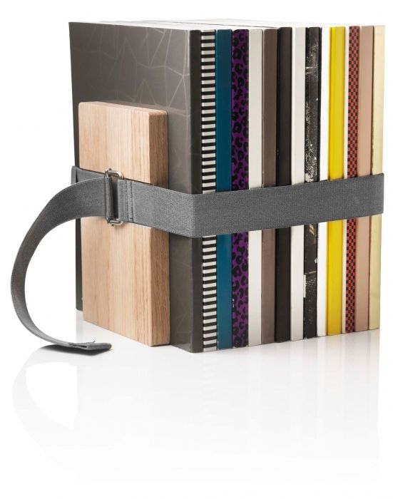 Bookbinder, boekenstandaard 3 delig, hout met rubberen band, small Eiken - 1