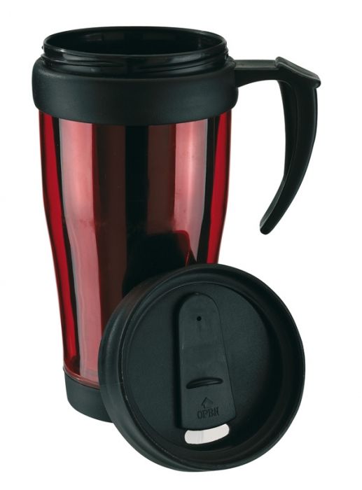 Plastic cup with lid  400ml  red - 1