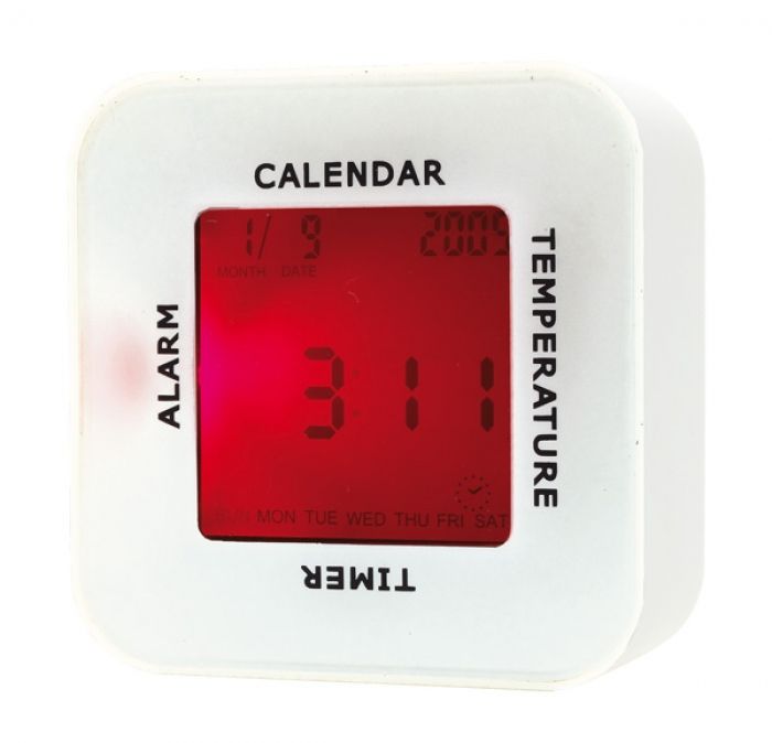 Table alarm clock  4 in 1  white - 1