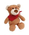 Plush bear with red triangle scarf