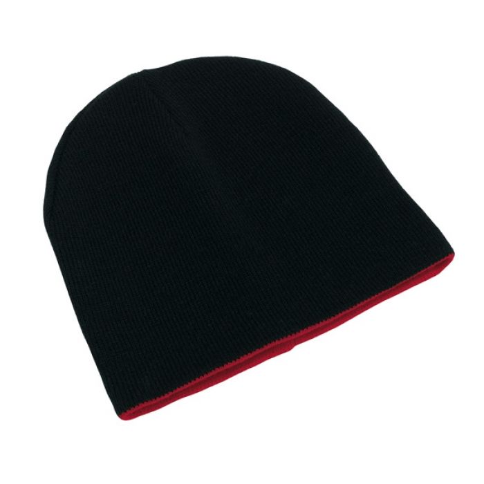 knitting hat 100% acrylic black/red - 1