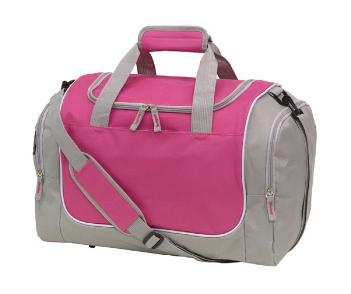 Sports bag Gym 600-D  grey/pink - 1