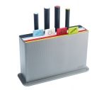 Snijplanken set 4  in houder met messen Index Plus Zilver