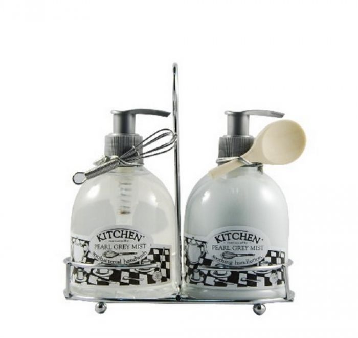 KITCHEN PEARL GRAY set Handsoap+Lotion in rack - 1