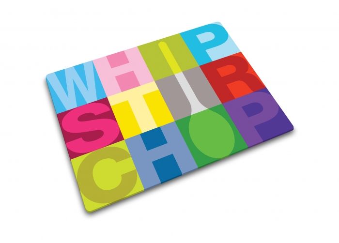 Glazen werkbladbeschermer/pannenonderzetter rechthoekig Whip Stir Chop Print - 1