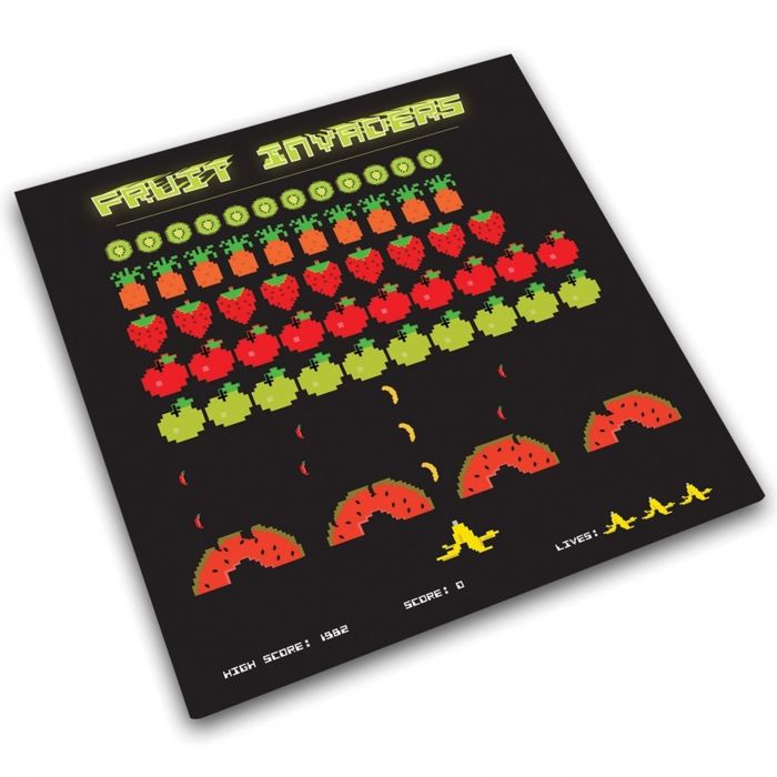 Glazen werkbladbeschermer/pannenonderzetter vierkant Fruit en Groenten Print - 1
