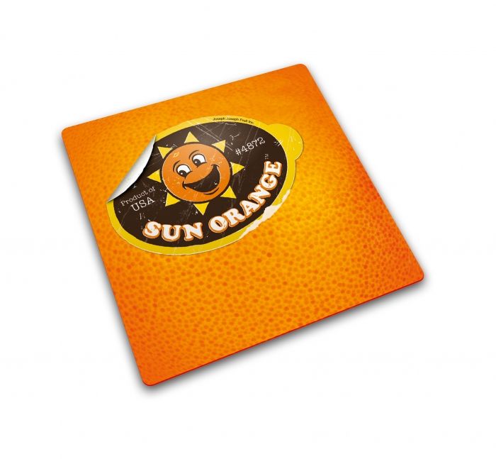 Glazen werkbladbeschermer/pannenonderzetter vierkant Sinaasappel sticker Print - 1