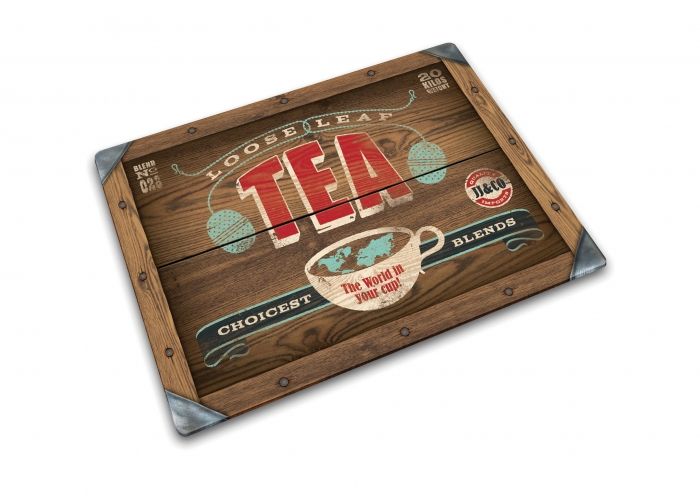 Glazen Werkbladbeschermer/pannenonderzetter Rechthoekig Tea Print - 1