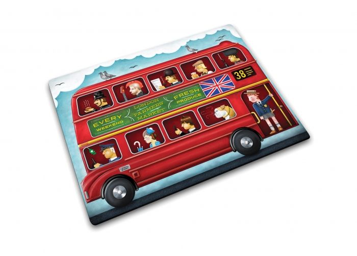 Glazen Werkbladbeschermer/pannenonderzetter Rechthoekig London Bus Print - 1