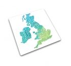 Glazen Werkbladbeschermer/pannenonderzetter Vierkant Kaart Engeland Print