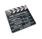 Glazen werkbladbeschermer/pannenonderzetter Vierkant Clapperboard Print