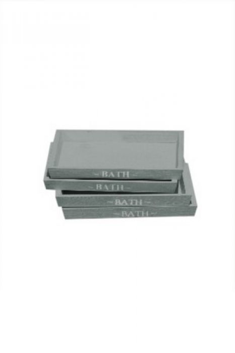 Wooden plateau GRAY 17*17*1.5  with text BATH - 1