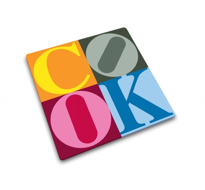 Glazen werkbladbeschermer/pannenonderzetter vierkant Koken Print - 1