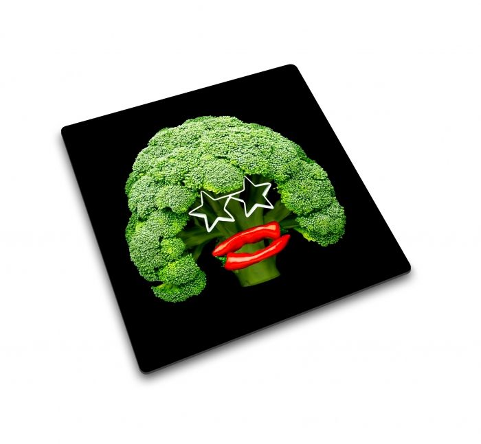 Glazen werkblad beschermer/pannenonderzetter vierkant Broccoli Diva Print - 1