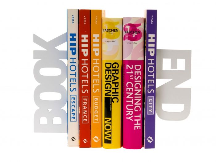 Bookend metal spray painted white - 1