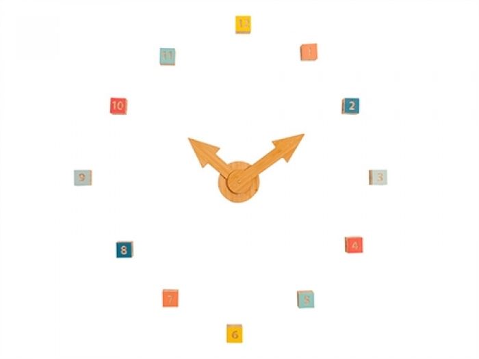 Wall clock DIY Blocks pine wood - 1