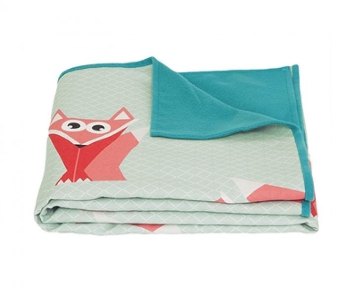 Blanket Geo Forest Fox fleece & cotton duck - 1