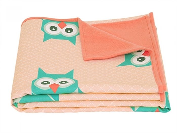 Blanket Geo Forest Owl fleece & cotton duck - 1