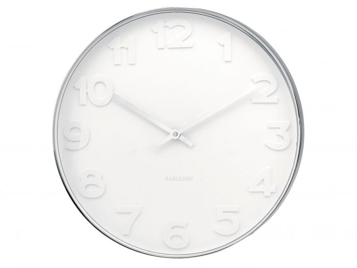 Wall clock Mr. White numbers steel polished - 1